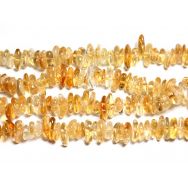 Fil 39cm 110pc environ - Perles Pierre Citrine Chips Palets Rondelles 10-14mm blanc jaune orange