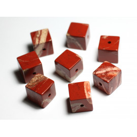 1pc - Perle Pendentif Pierre - Jaspe Rouge Poppy Cube 15mm - 7427039740678