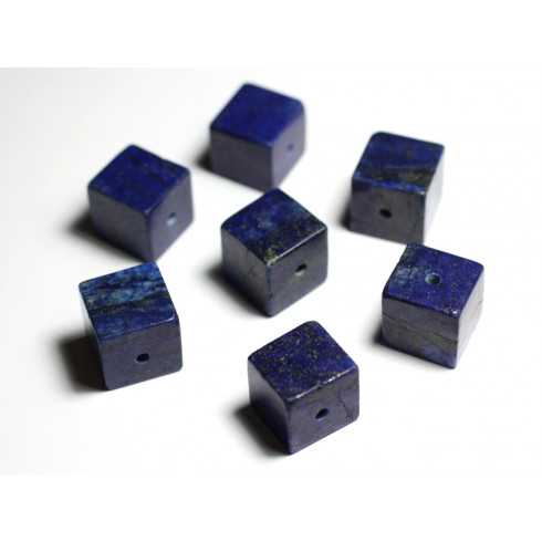 1pc - Perle Pendentif Pierre - Lapis Lazuli Cube 15mm bleu nuit doré - 7427039740685