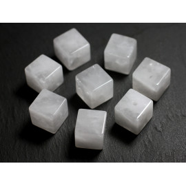 1pc - Perle Pendentif Pierre - Cristal de Roche Quartz Cube 15mm Blanc - 7427039740692