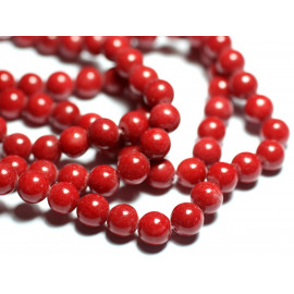 10pc - Perles de Pierre - Jade Boules 8mm Rouge Cerise Opaque  4558550025265