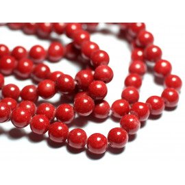 10pc - Perles Pierre - Jade Boules 8mm Rouge Cerise Opaque - 7427039740777