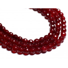 20pc - Perles Pierre - Jade Boules Facettées 6mm rouge foncé bordeaux - 7427039740814