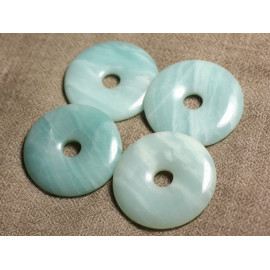 1pc - Perle Pendentif Pierre - Rond Cercle Anneau Donut Pi 40mm - Amazonite vert turquoise blanc - 7427039740999