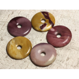 1pc - Perle Pendentif Pierre - Rond Cercle Anneau Donut Pi 40mm - Jaspe Mokaite Violet Rose Mauve - 7427039741019