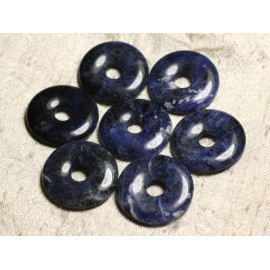 1pc - Perle Pendentif Pierre - Rond Cercle Anneau Donut Pi 40mm - Sodalite bleu nuit noir blanc - 7427039741040