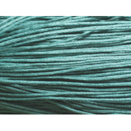 Echeveau 90 mètres environ - Fil Ficelle Corde Cordon Coton ciré enduit 1mm bleu vert paon canard - 7427039741095