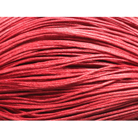 Echeveau 90 mètres environ - Fil Ficelle Corde Cordon Coton ciré enduit 1mm Rouge vif cerise - 7427039741156