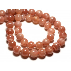 4 Stück - Natürliche Sonnensteinperlen Kugeln 8mm rosa orange irisierend - 7427039736909