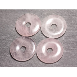 1pc - Pendente in pietra semipreziosa - Ciambella al quarzo rosa 30mm 4558550012982 