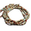 Fil 39cm 200pc env - Perles Pierre - Jaspe Aqua Terra Rondelles Heishi 4x2mm Bleu Turquoise Beige