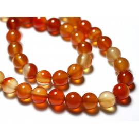 10pc - Stone Beads - Natural Carnelian Balls 8mm - 7427039731065