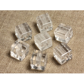 1pc - Perle Pendentif Pierre Cristal de Roche Quartz Cube 15mm Trou 5mm Blanc transparent - 7427039741668
