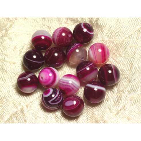 Collier Pendentif Pierre Agate Boule 12mm Rose...