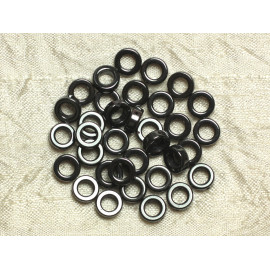 Hilo 39cm 46pc aprox - Cuentas de Piedra - Hematites Circulos Donuts Marcos 8mm