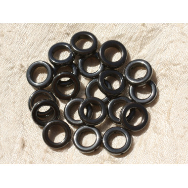 10pc - Perles Pierre Hématite Cercles Donuts Anneaux 14mm...