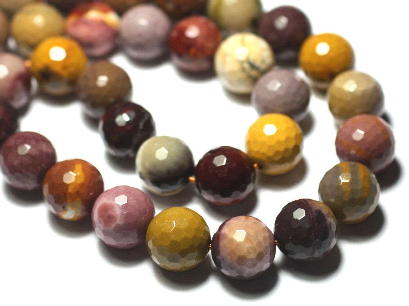 Fil 39cm 46pc env - Perles de Pierre - Jaspe Mokaïte Boules Facettées 8mm 