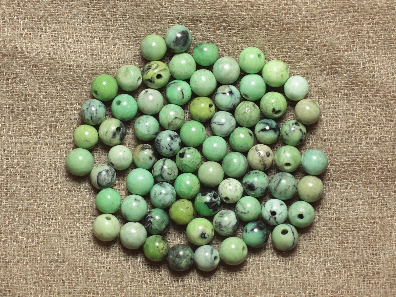 Fil 39cm 63pc env - Perles de Pierre - Turquoise verte naturelle Boules 6mm 