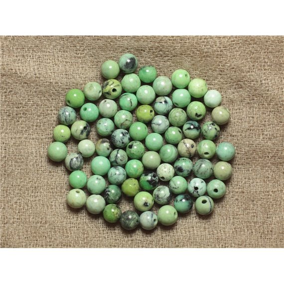 Fil 39cm 63pc env - Perles de Pierre - Turquoise verte naturelle Boules 6mm 
