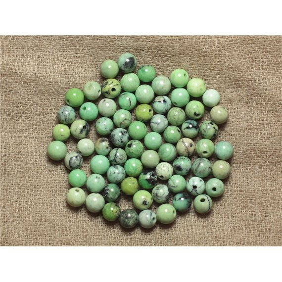Fil 39cm 63pc env - Perles de Pierre - Turquoise verte naturelle Boules 6mm 