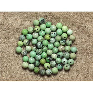Fil 39cm 63pc env - Perles de Pierre - Turquoise verte naturelle Boules 6mm 