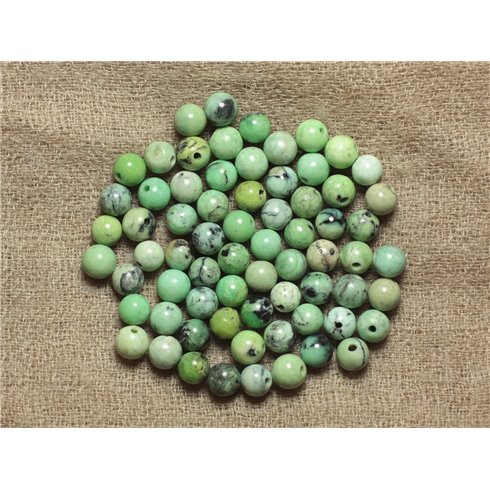 Fil 39cm 63pc env - Perles de Pierre - Turquoise verte naturelle Boules 6mm 