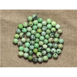 Filo 39 cm circa 63 pz - Perline di pietra - Palline turchesi verdi naturali da 6 mm