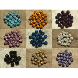 5pc - Perles Résine Polymère Strass Verre Boules Rondes 8mm Multicolore - 7427039741903