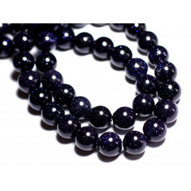 10 Stück - Sunstone Beads Synthesis Galaxy Balls 5-6mm nachtblau schwarz Glitzer - 7427039737302