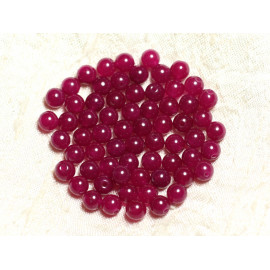 1 Wire 39cm Stone Beads - Jade Balls 6mm Raspberry Pink
