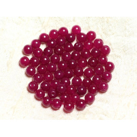 Fil 39cm 62pc env - Perles Pierre - Jade Boules 6mm Rose Framboise Fuchsia