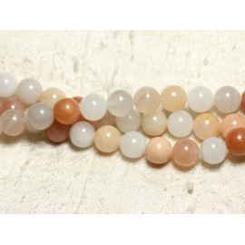 Faden 39cm ca. 46pc - Steinperlen - Pink Aventurine Balls 8mm