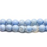 Fil 39cm 46pc env - Perles de Pierre - Agate Bleu Clair Pastel Boules 8mm