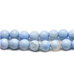 Fil 39cm 45pc env - Perles de Pierre - Agate Boules 8mm Bleu vert turquoise blanc