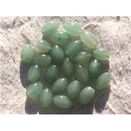 Filo 39 cm 37 pz circa - Perline di pietra - Olive avventurina verde 10x8 mm