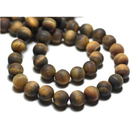 Thread 39cm 64pc approx - Stone Beads - Tiger Eye Balls 6mm Matt Sanded Frosted