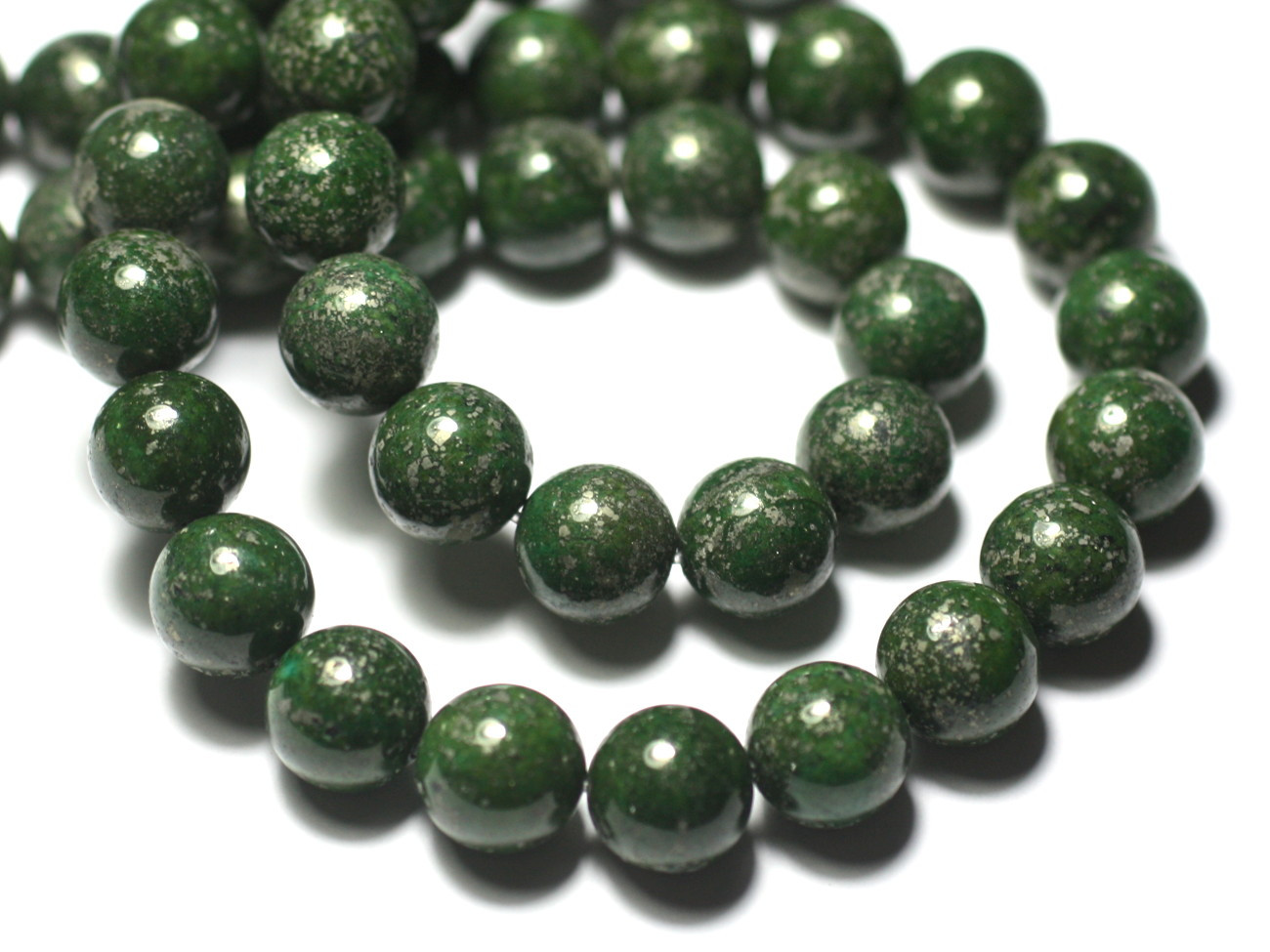Fil 39cm 63pc env - Perles de Pierre - Pyrite Verte Boules 6mm