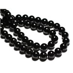 Fil 39cm 63pc env - Perles de Pierre - Tourmaline noire Boules 6mm 