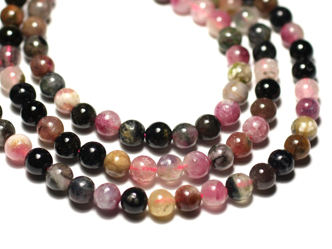 Thread 39cm 110pc approx - Stone Beads - Multicolored Tourmaline Balls 4mm