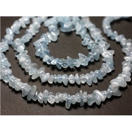 40pc - Perles Pierre Aigue Marine Rocailles Chips 2-9mm bleu ciel clair pastel - 7427039742702