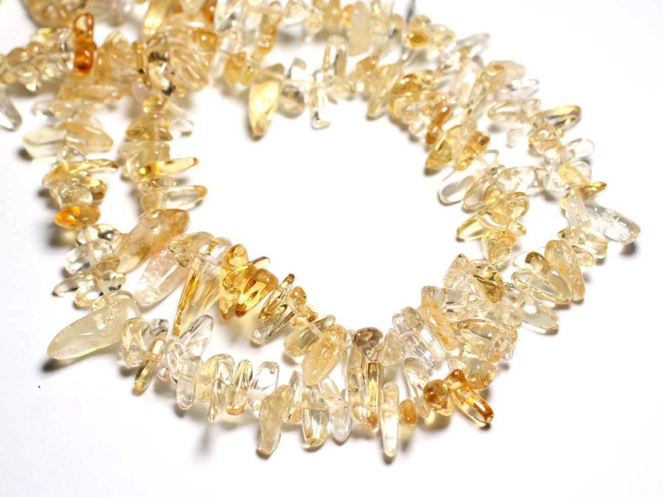 Fil 39cm 100pc env - Perles de Pierre - Citrine Rocailles Chips Batonnets 10-22mm 
