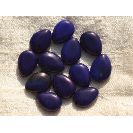 1 streng 39 cm stenen kralen - Jade platte druppels 18x13 mm nachtblauw 