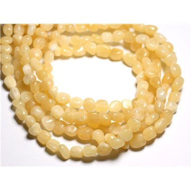 Fil 39cm 44pc environ - Perles Pierre Calcite Nuggets Cubes Ovales Olives 6-12mm blanc jaune