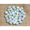 Fil 39cm 48pc environ - Perles Pierre Aigue Marine Nuggets Rectangles Cubes 6-9mm blanc bleu clair