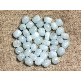 4pc - Perles Pierre Aigue Marine Nuggets Rectangles Cubes 6-9mm blanc bleu clair - 7427039742955