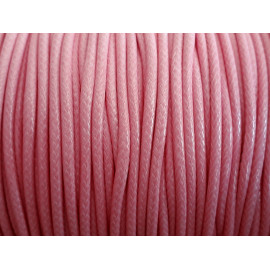 Bobine 80 metres environ - Fil corde cordon coton ciré 2mm Rose clair bonbon