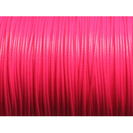 5 mètres - Fil Cordon Coton Ciré 1mm Rose Fluo - 7427039728478