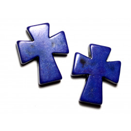 1pc - Perle Pierre Turquoise Synthese Croix 35x30mm Bleu roi nuit - 7427039737609