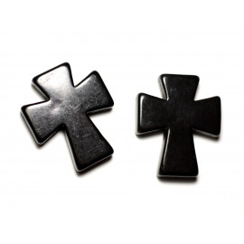 1pc - Cruz de síntesis de piedra turquesa perla 35x30mm Negro - 7427039737593