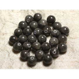 10pc - Perles Pierre - Jade Boules 10mm gris noir beige - 7427039737180